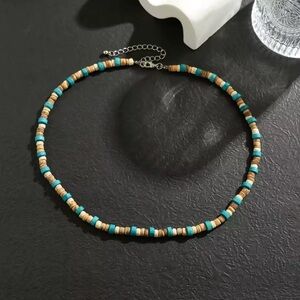 Men’s Boho Beaded Necklace in Blue